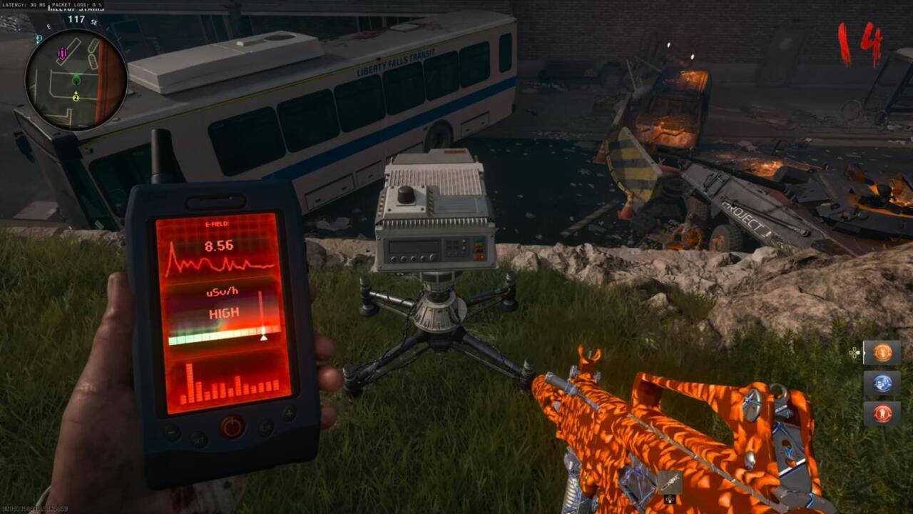 Device on hillside leading down to the bowling alley