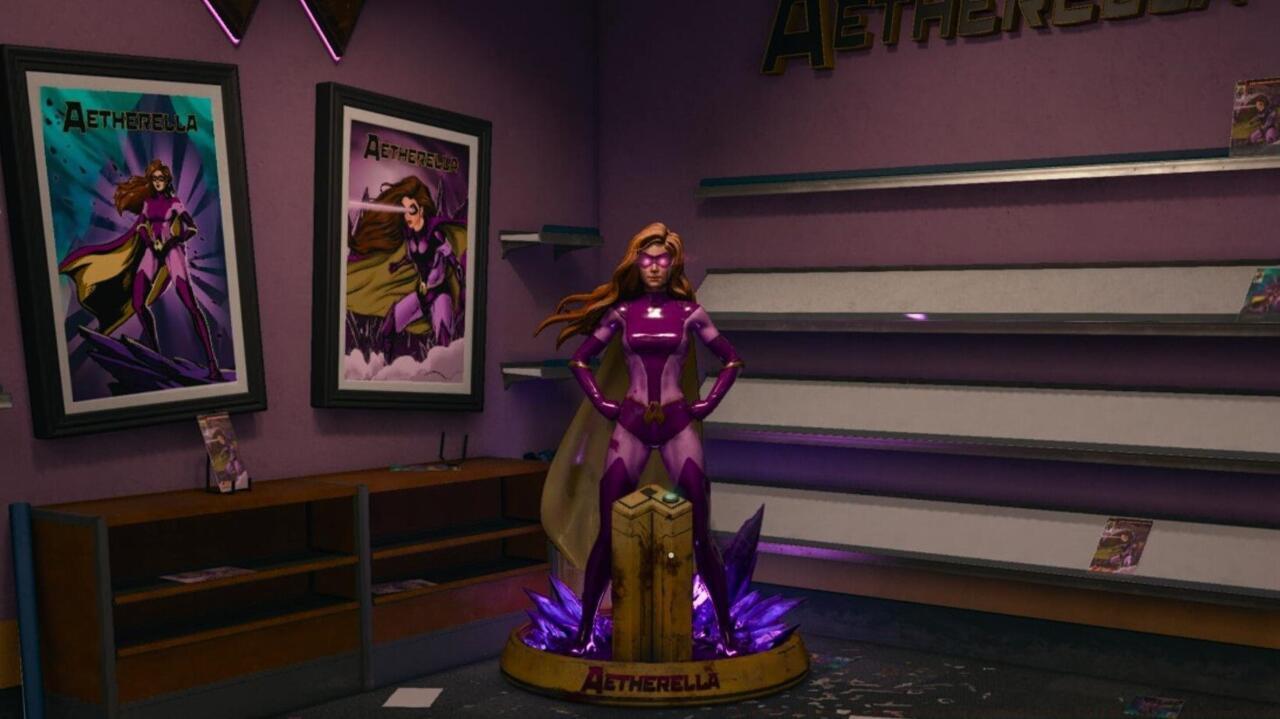 Aetherella statue in the comic book shop