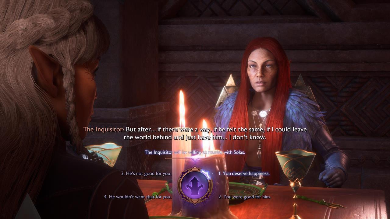 The Inquisitor is willing to reunite with Solas