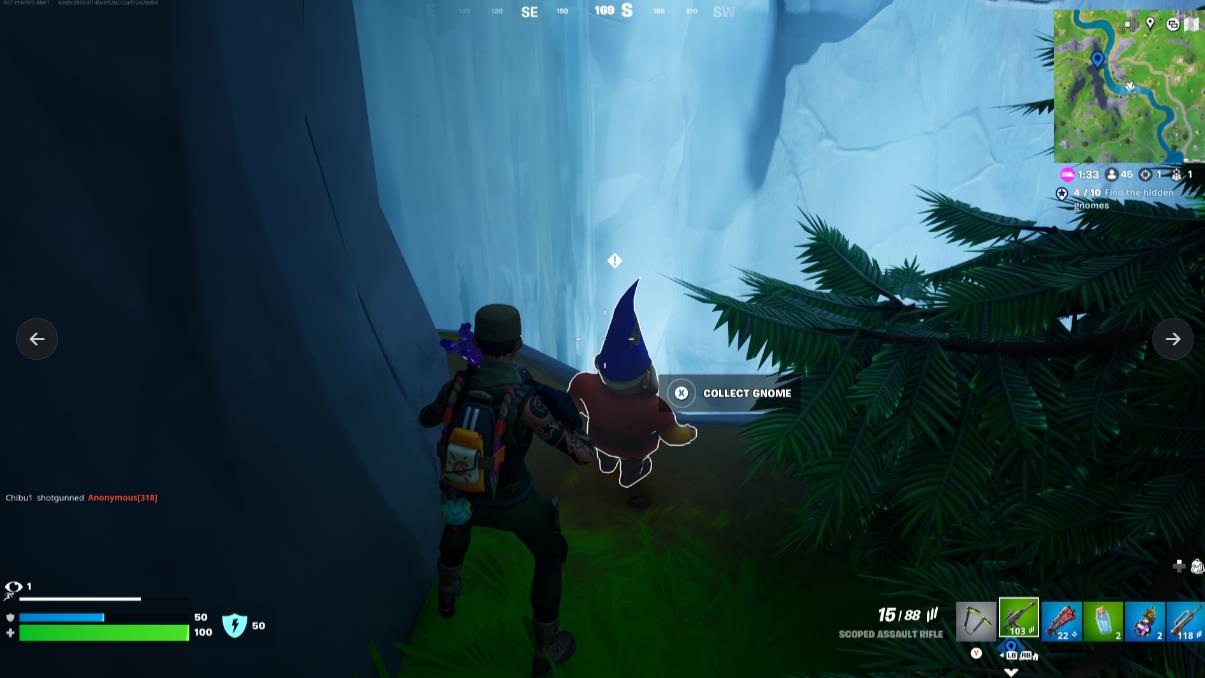 5. Next to the waterfall and on a rock ledge beneath the wooden bridge