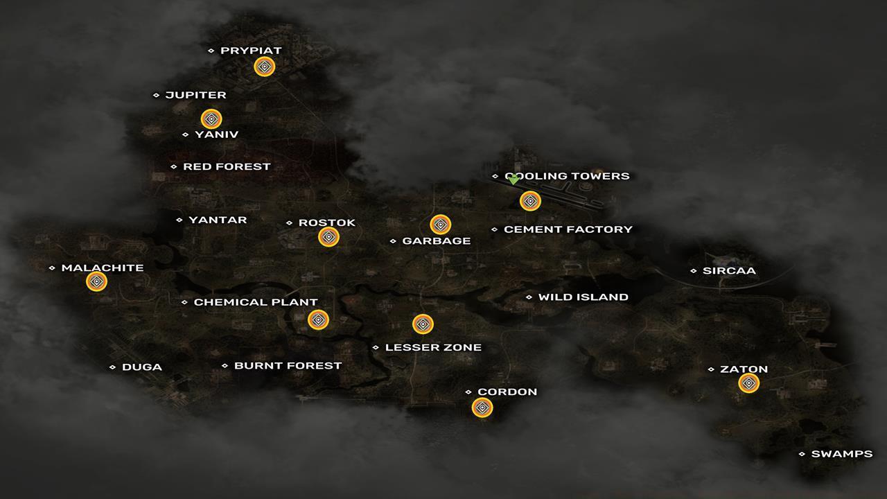 All fast travel locations in Stalker 2: Heart of Chornobyl