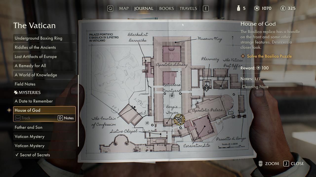 Vatican Relics: Guidebook location