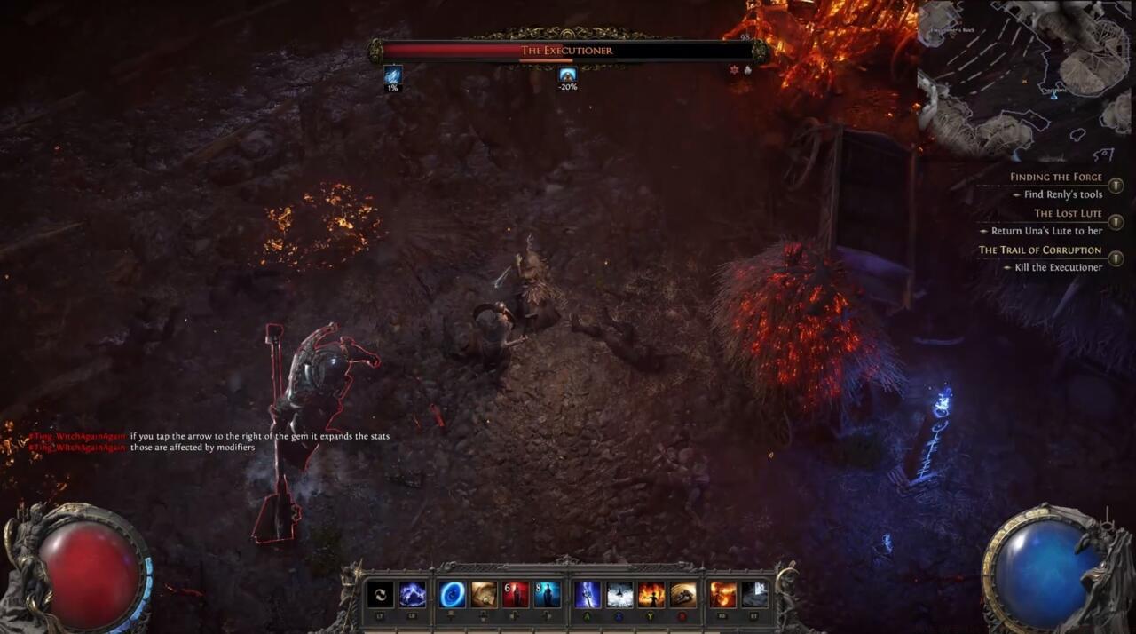 Dodging an axe swing from The Executioner.