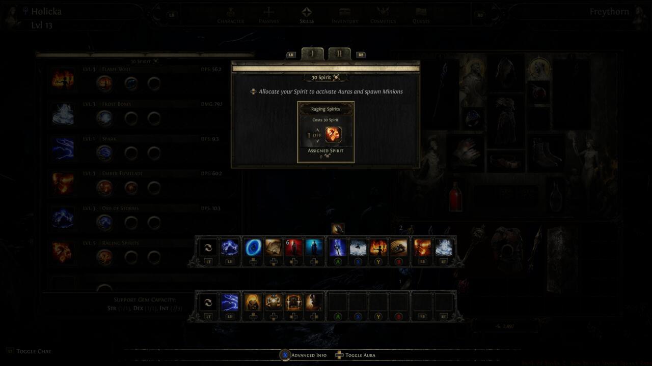 Allocating Spirit to a new gem. 