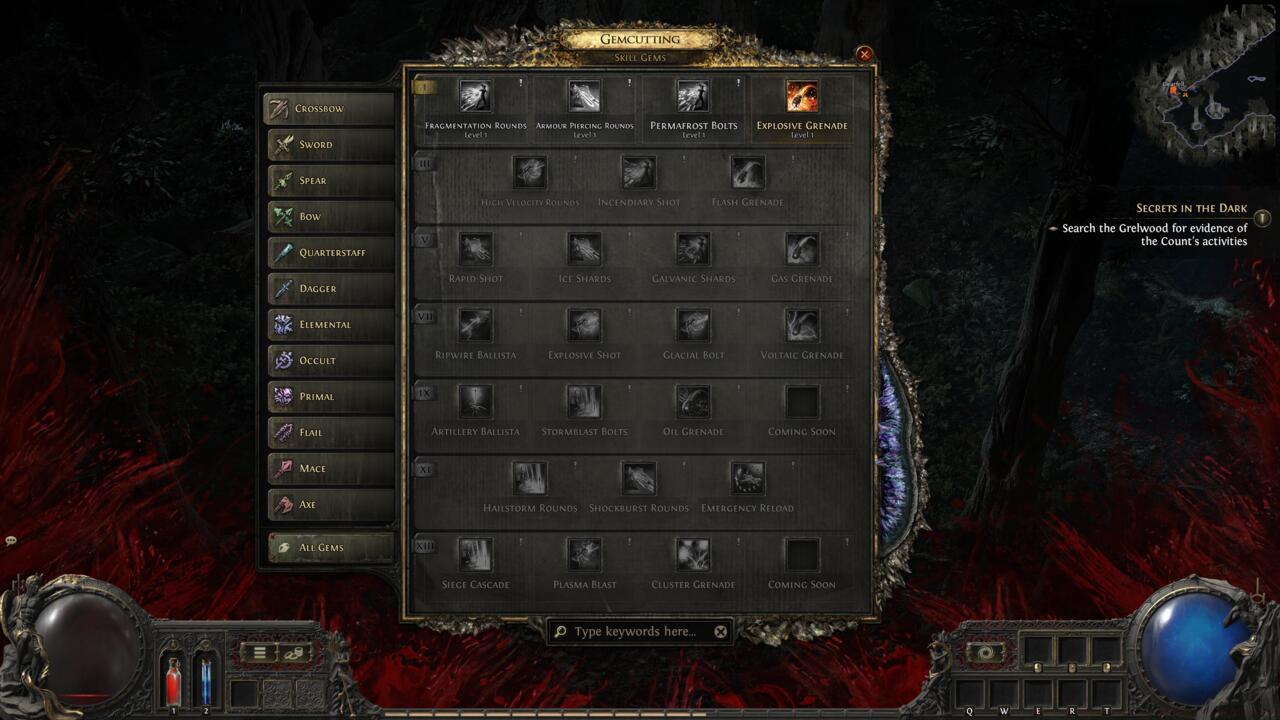 The available skills for the Mercenary in Path of Exile 2.