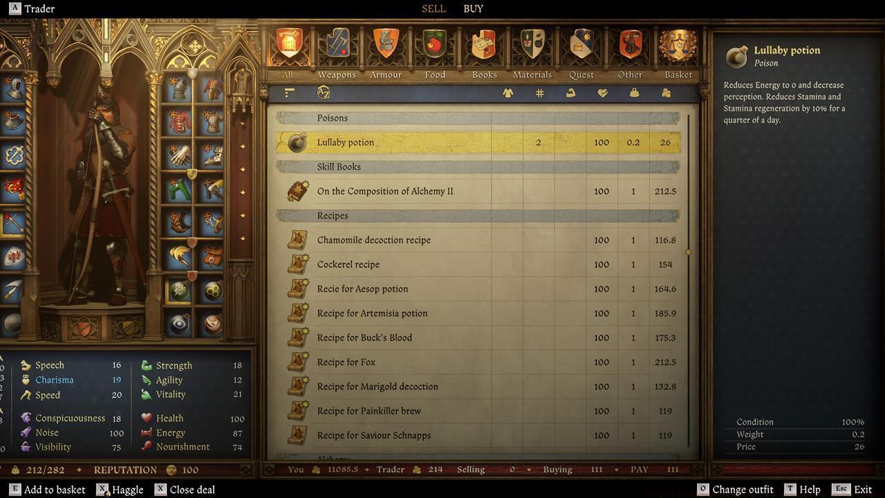 Buying herbs and recipes from vendors