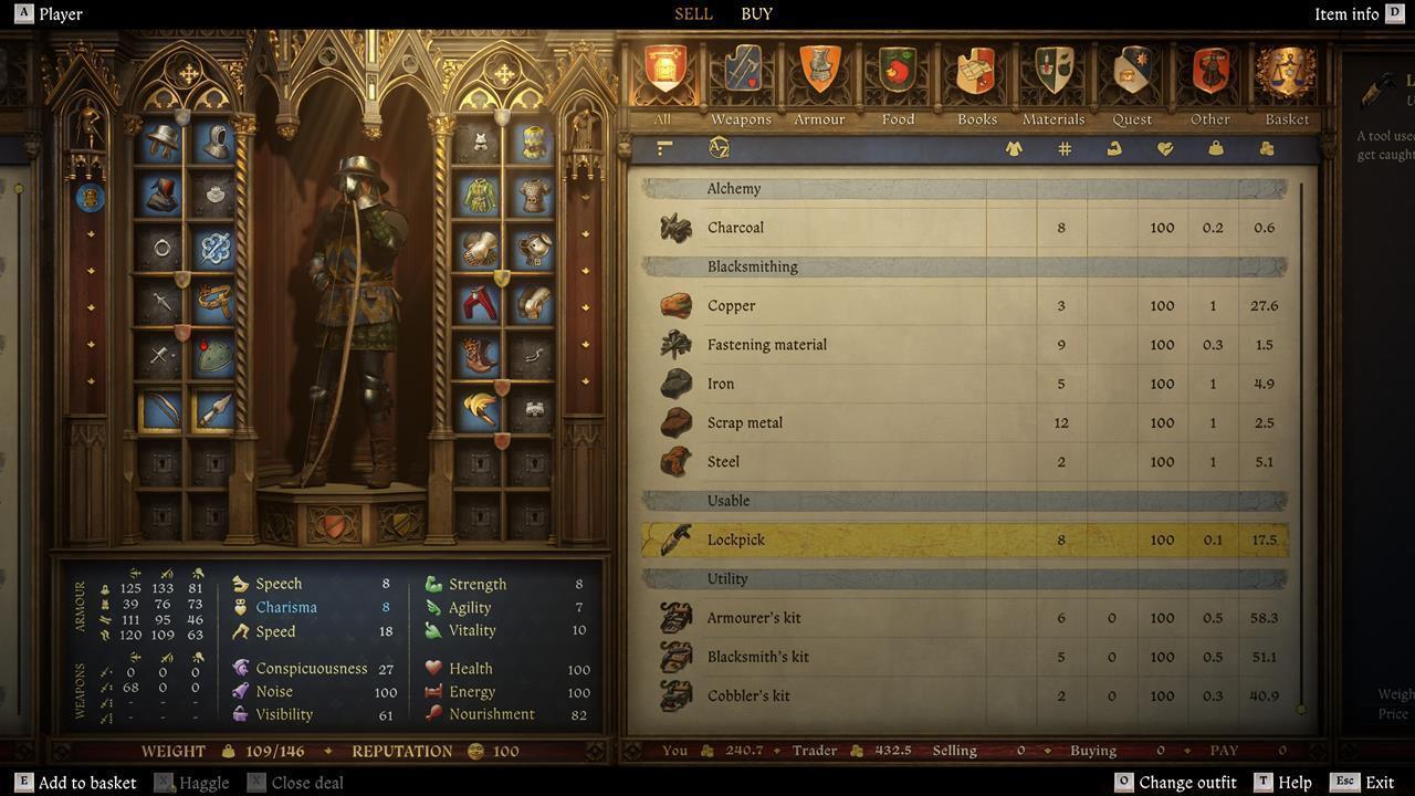 Buying lockpicks from merchants