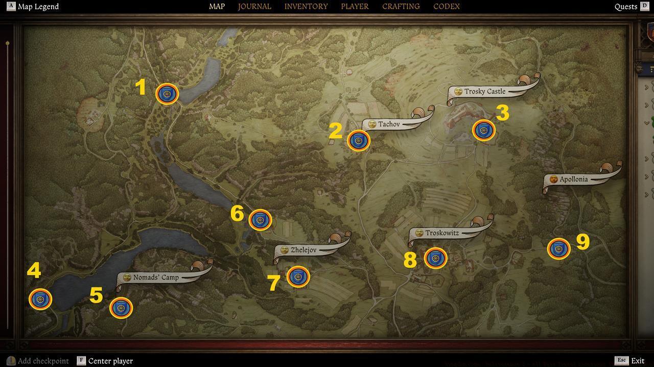 Bohemian Paradise/Trosky region: North - Fast travel locations