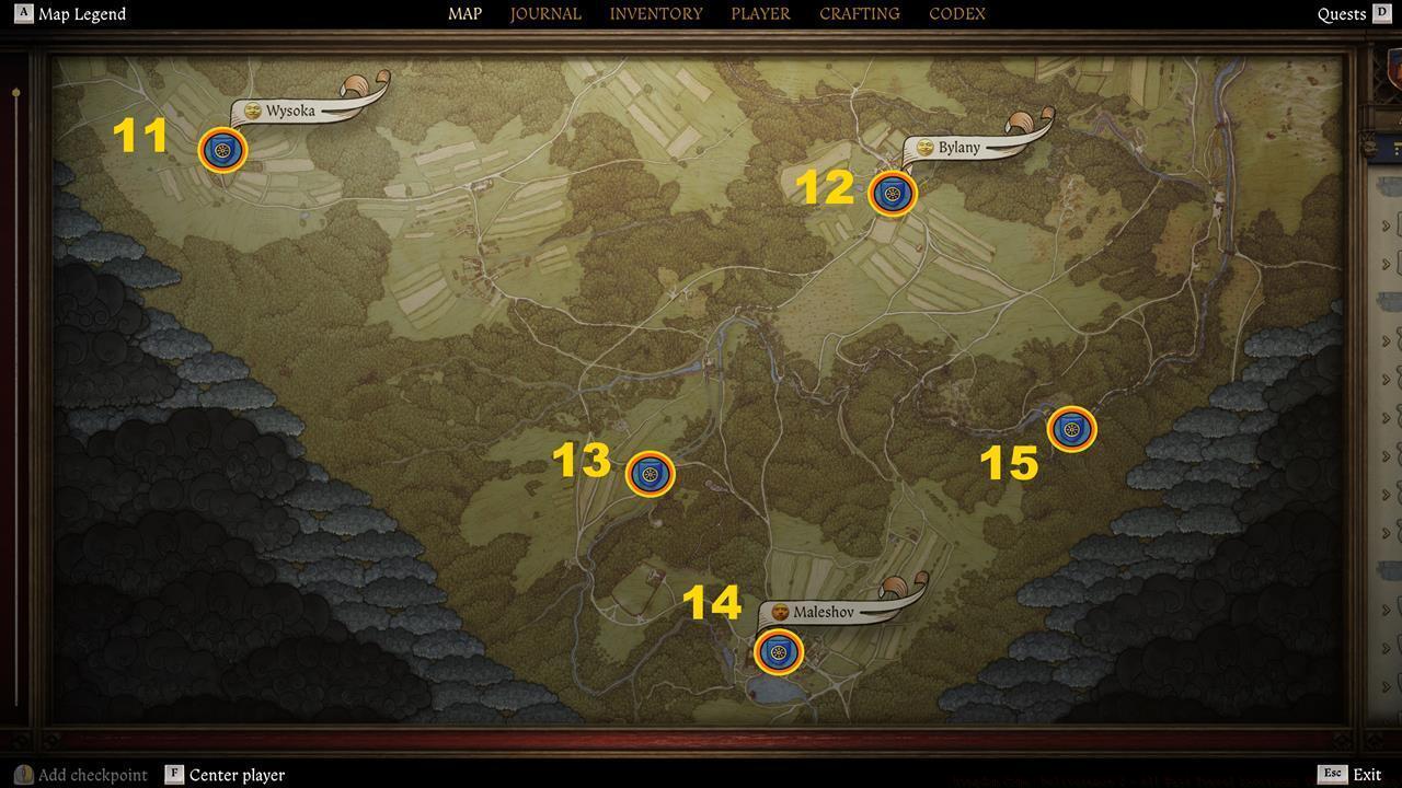 Kuttenberg region: South - Fast travel locations