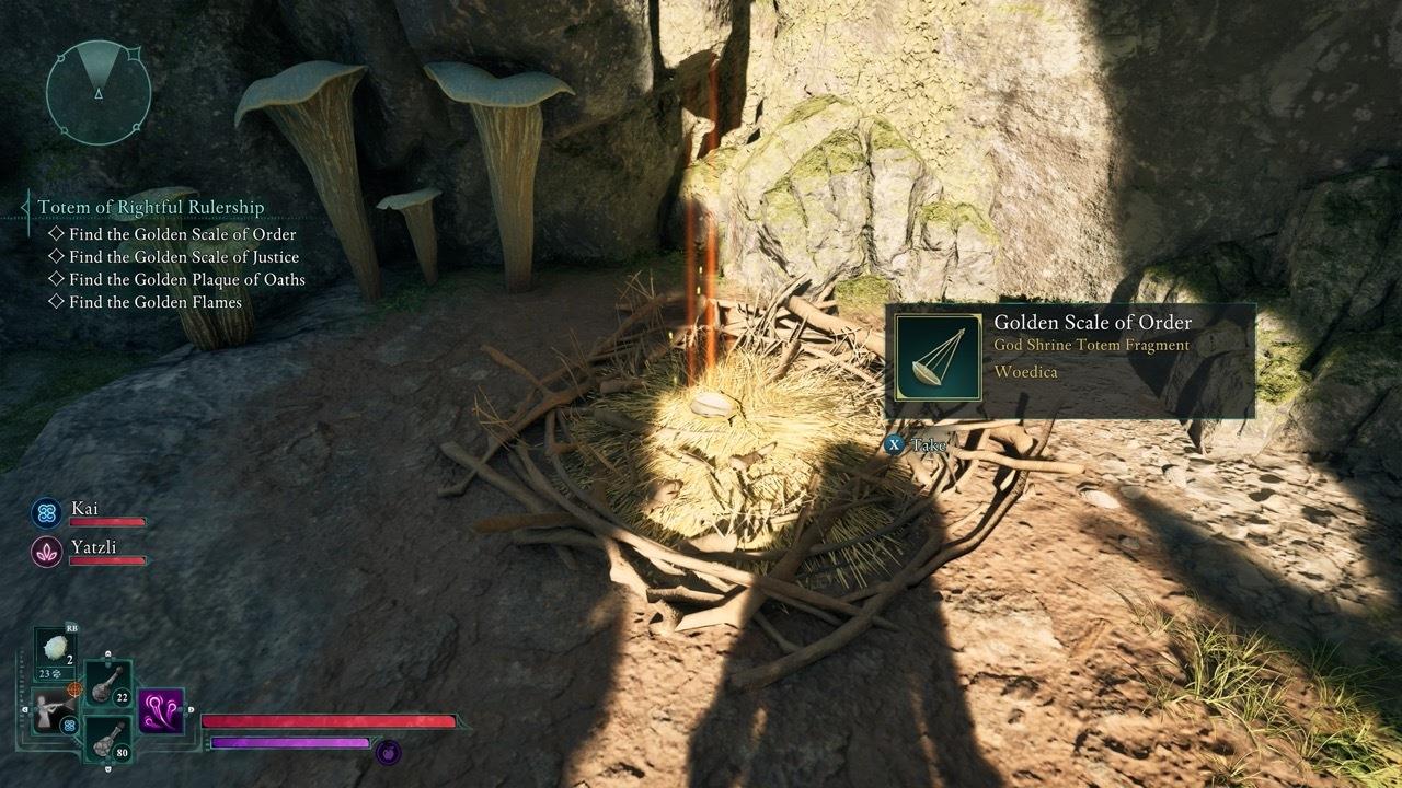 The totem is in a small nest in this small cave, which can be reached by navigating through the Pargrun Cache.