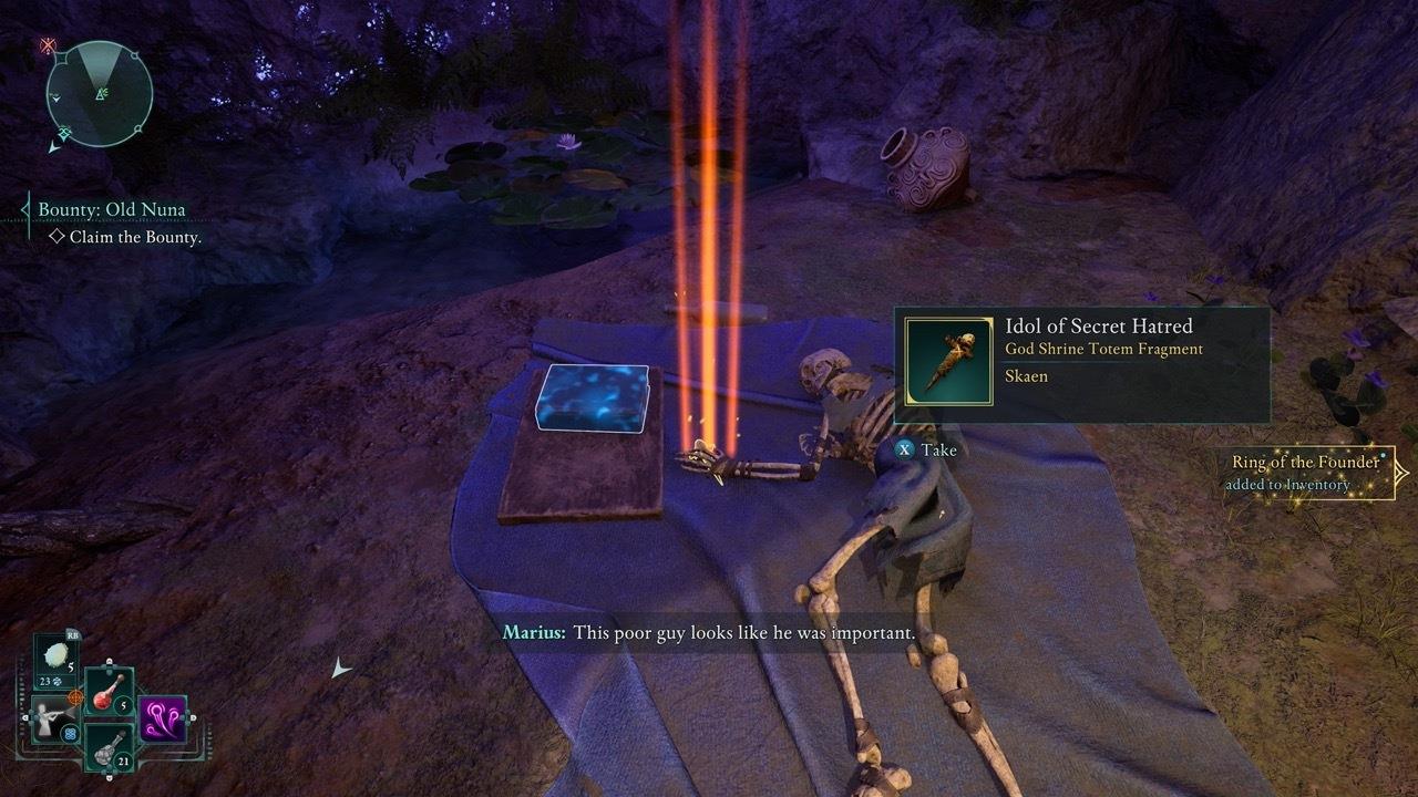 The totem is in a small cave at the end of the tunnel.