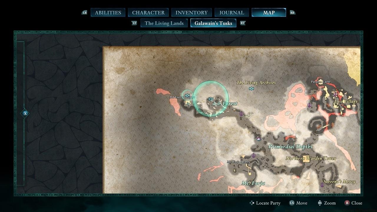 This totem piece is located on top of the Ash Forest Outpost.