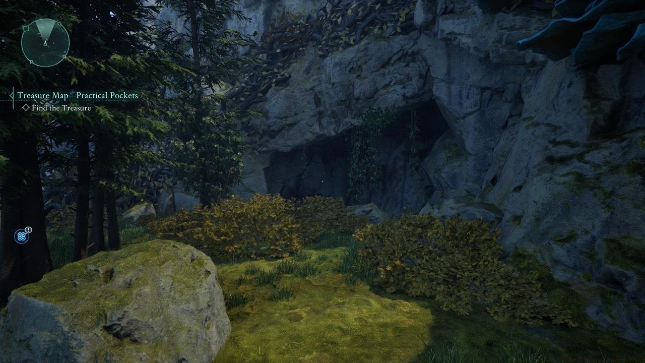 The treasure is in this small cove in the mountain.