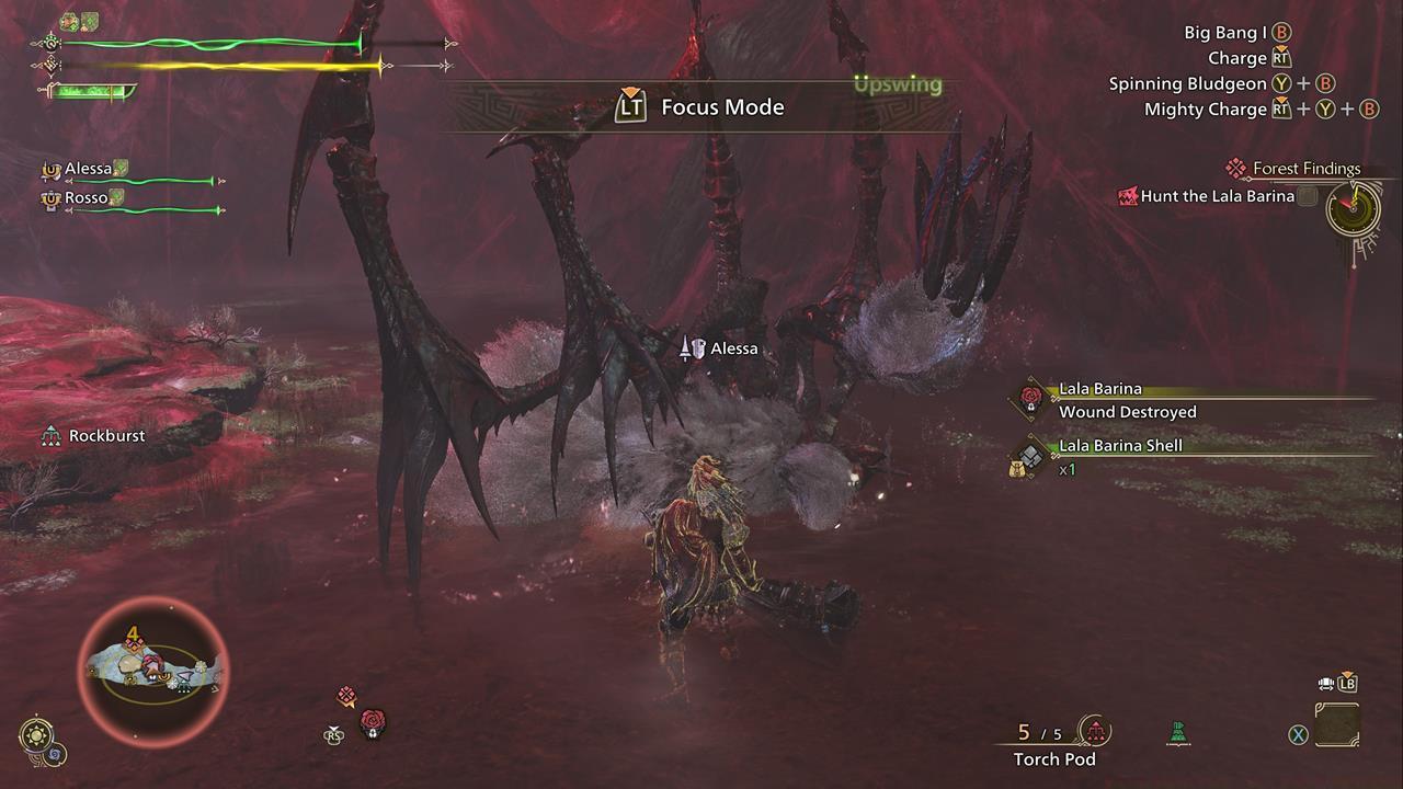 Farm the Lala Barina for materials, but watch out when they focus on your character.