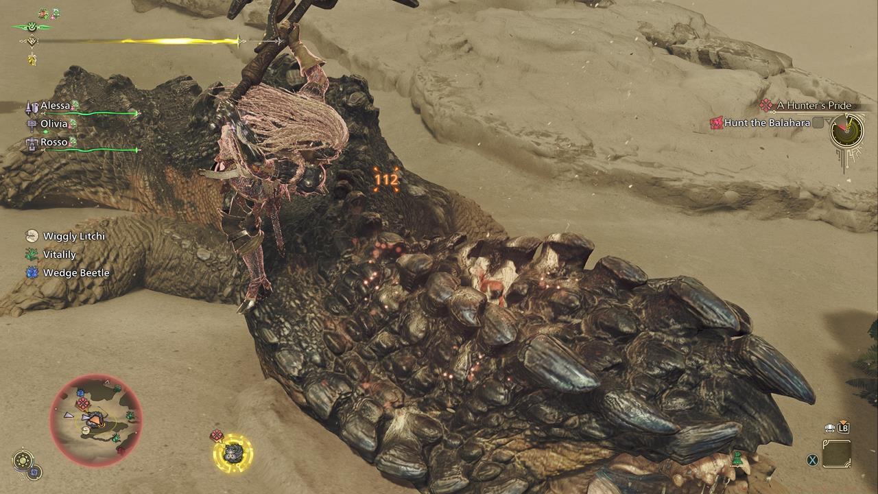 Strike a wounded body part while you're mounted to perform a flashy finisher.