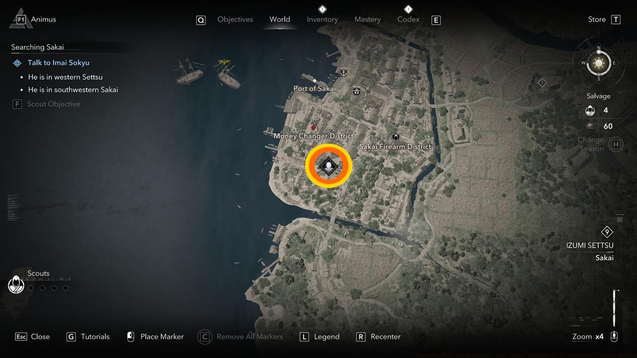 Imai Sokyu's house is actually closer to the center of Sakai instead of the southwestern portion.