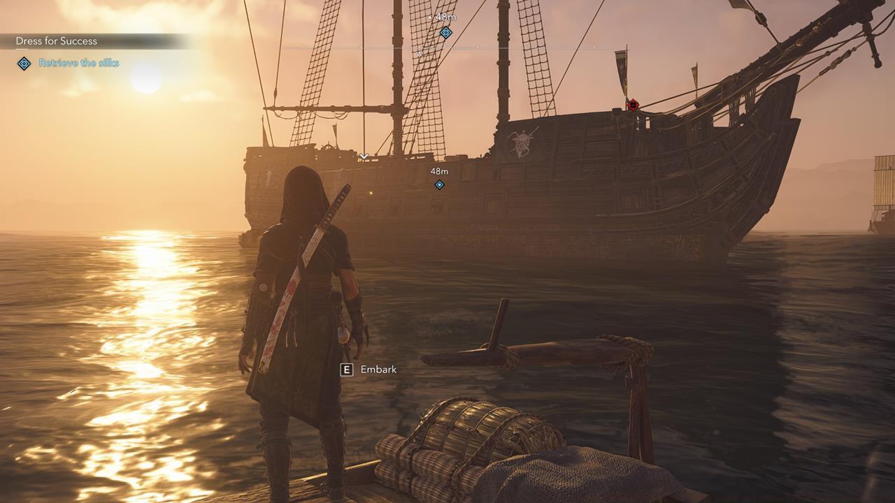 The pirates aboard the large ship anchored off the port have the kosode that you need.