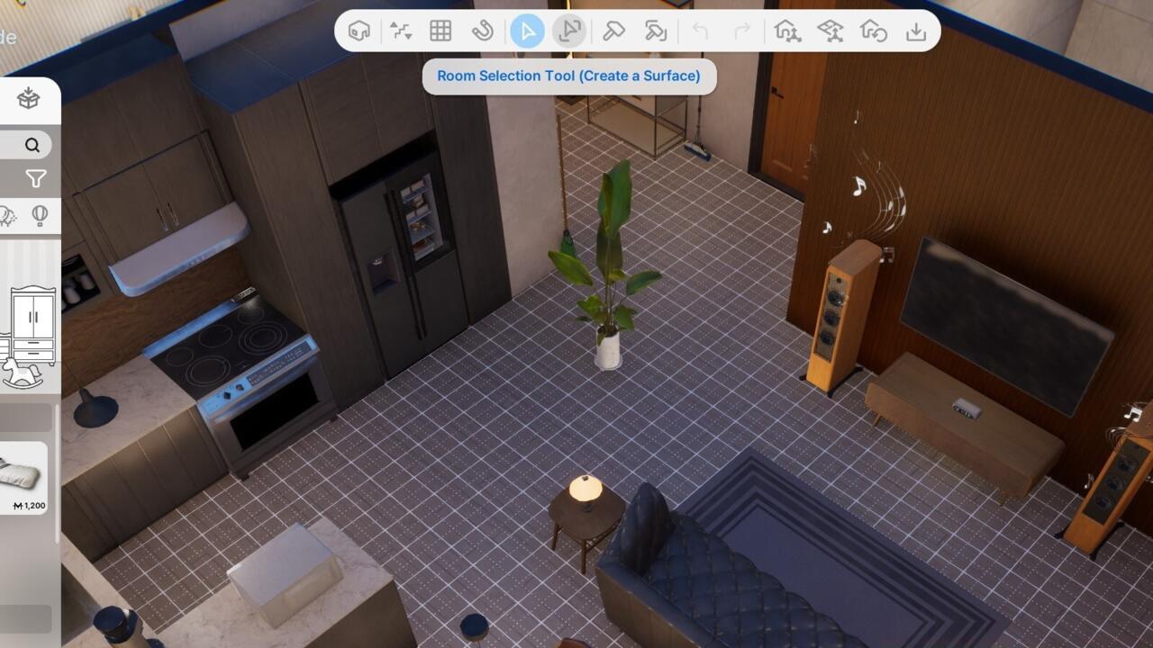 You'd better get used to swapping between the Selection Tool and the Room Selection Tool, because you're going to do it a lot.