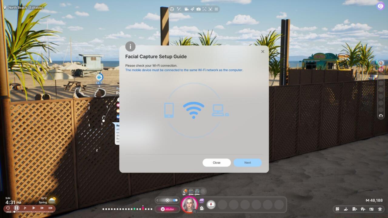 Set up facial capture in InZoi