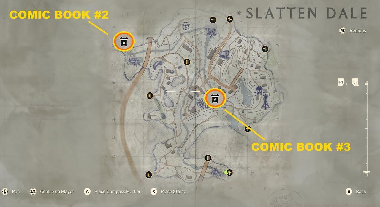 Map of comic book locations in Slatten Dale