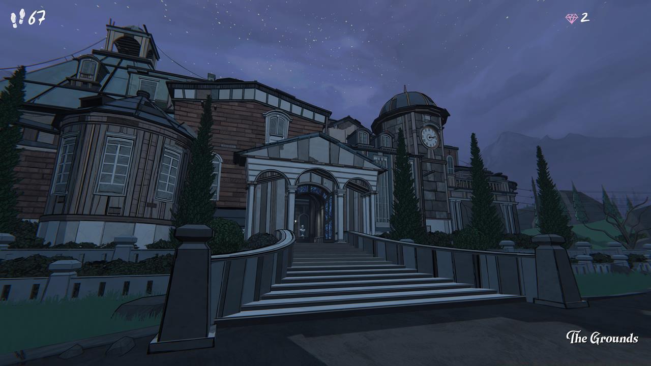 You can see the current time in-game by looking at the clock in front of the manor.