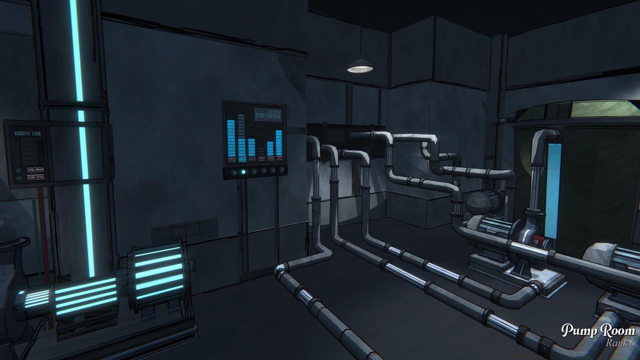 Entry level: The Boiler Room and Pump Room configuration to partially drain the Reservoir