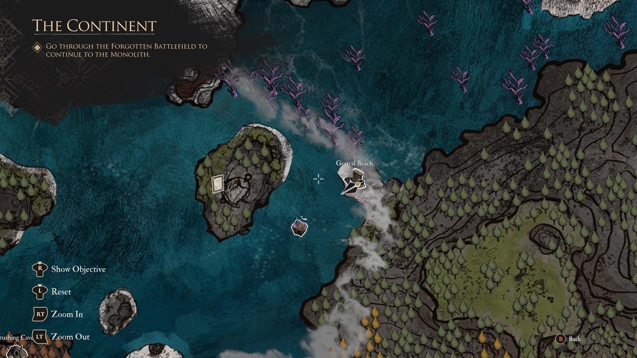 The second Gestral Beach can be found on a small beach, northeast of the Stone Wave Cliffs.