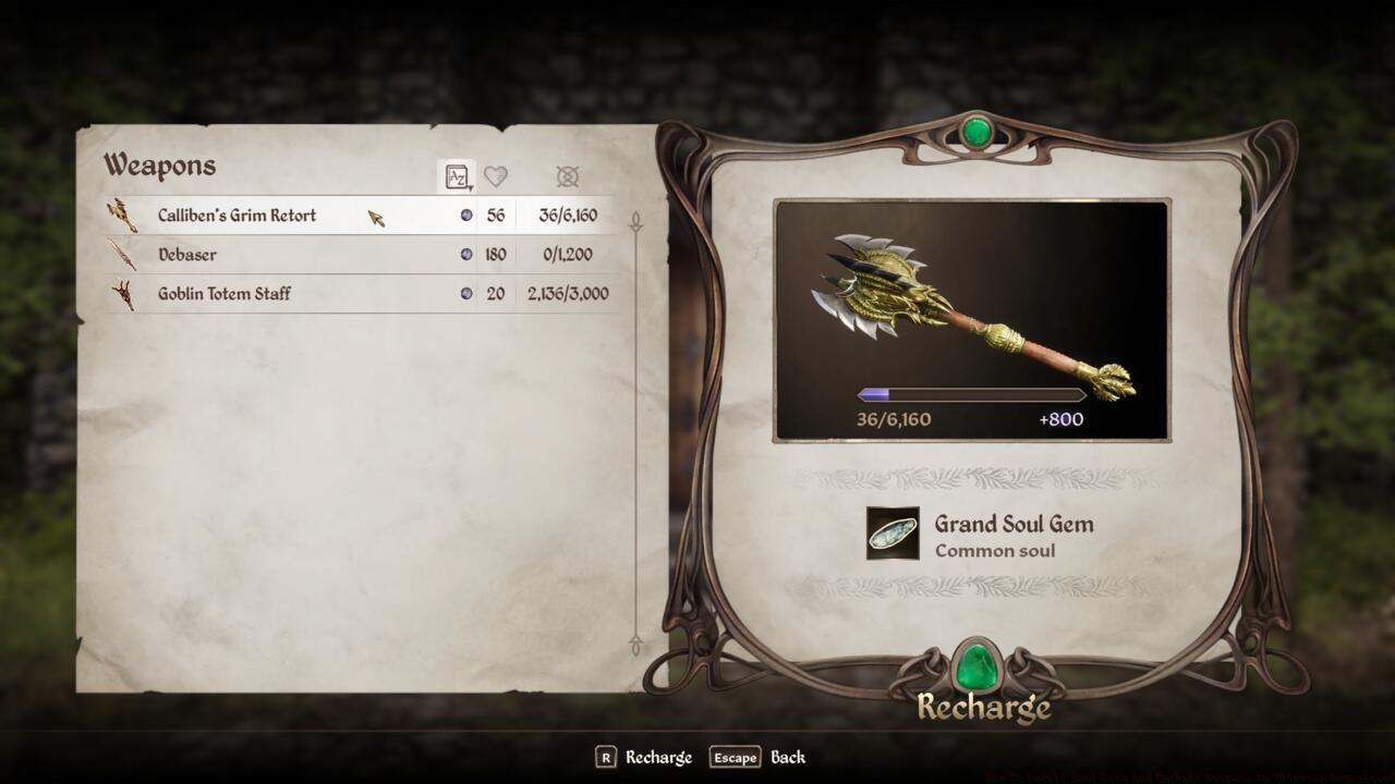 Recharging an enchanted weapon with a Soul Gem