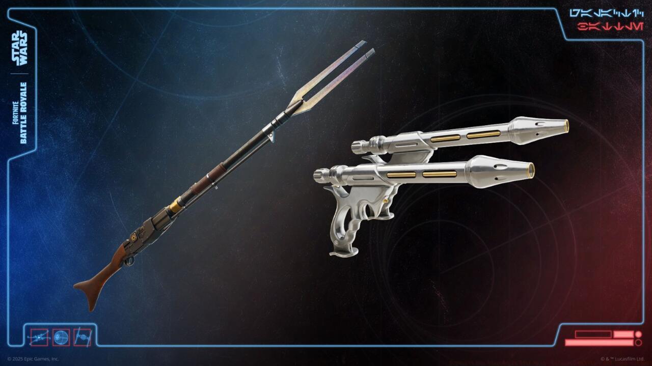 Amban Sniper Rifle and dual-wield WESTAR-34 Blaster Pistols