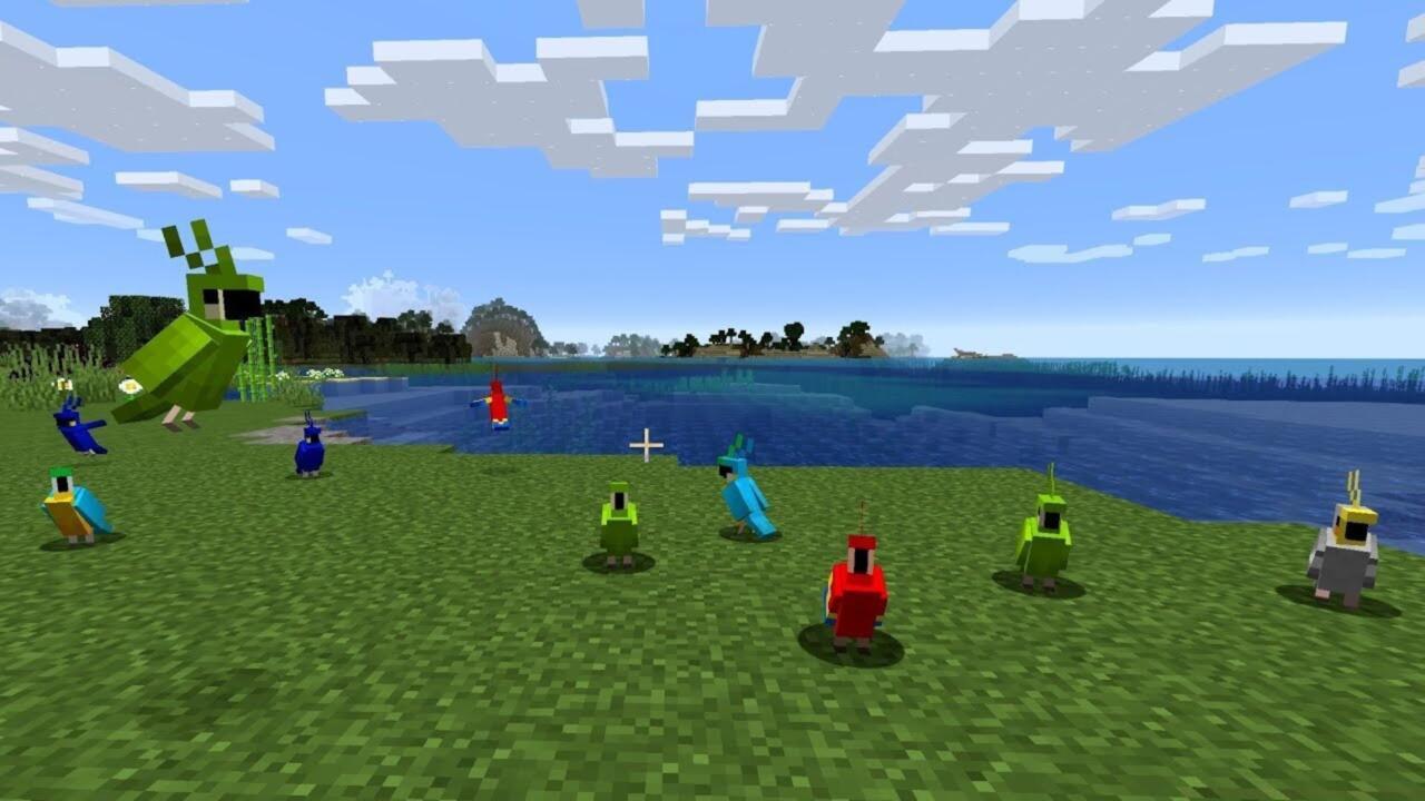 A field of Minecraft parrots