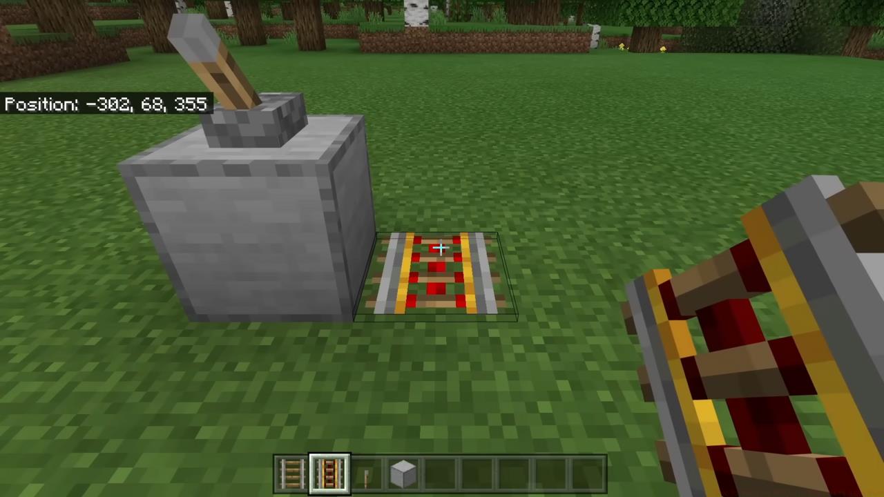 The start of the Minecraft lava farm rails