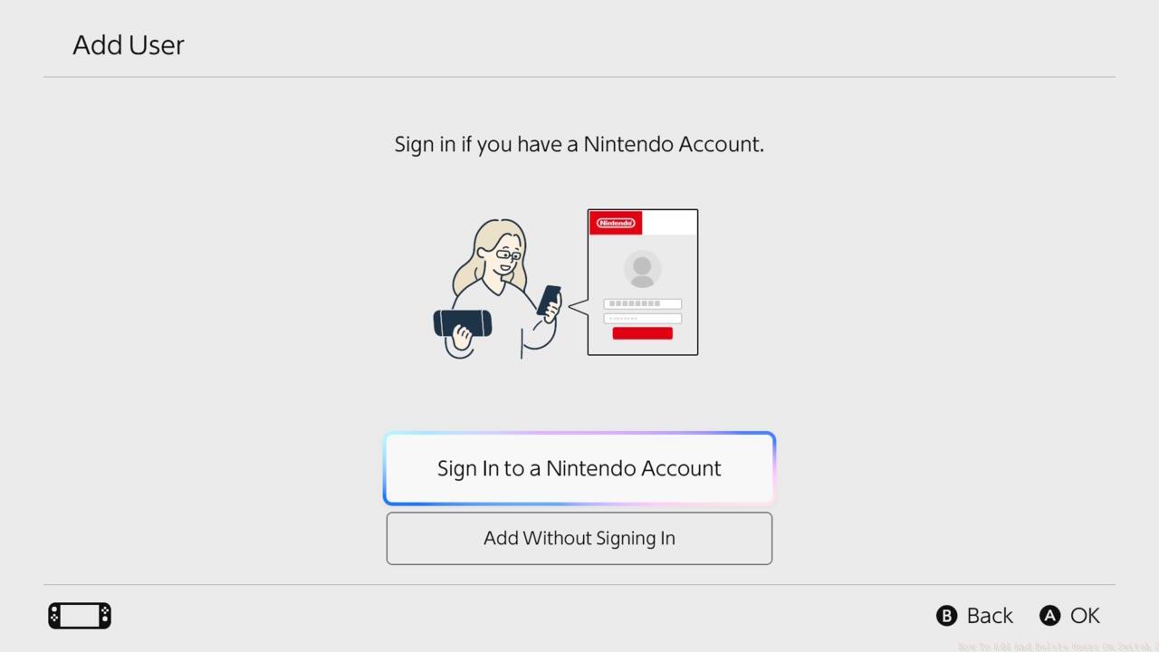 Sign in to a Nintendo Account or create a local user.