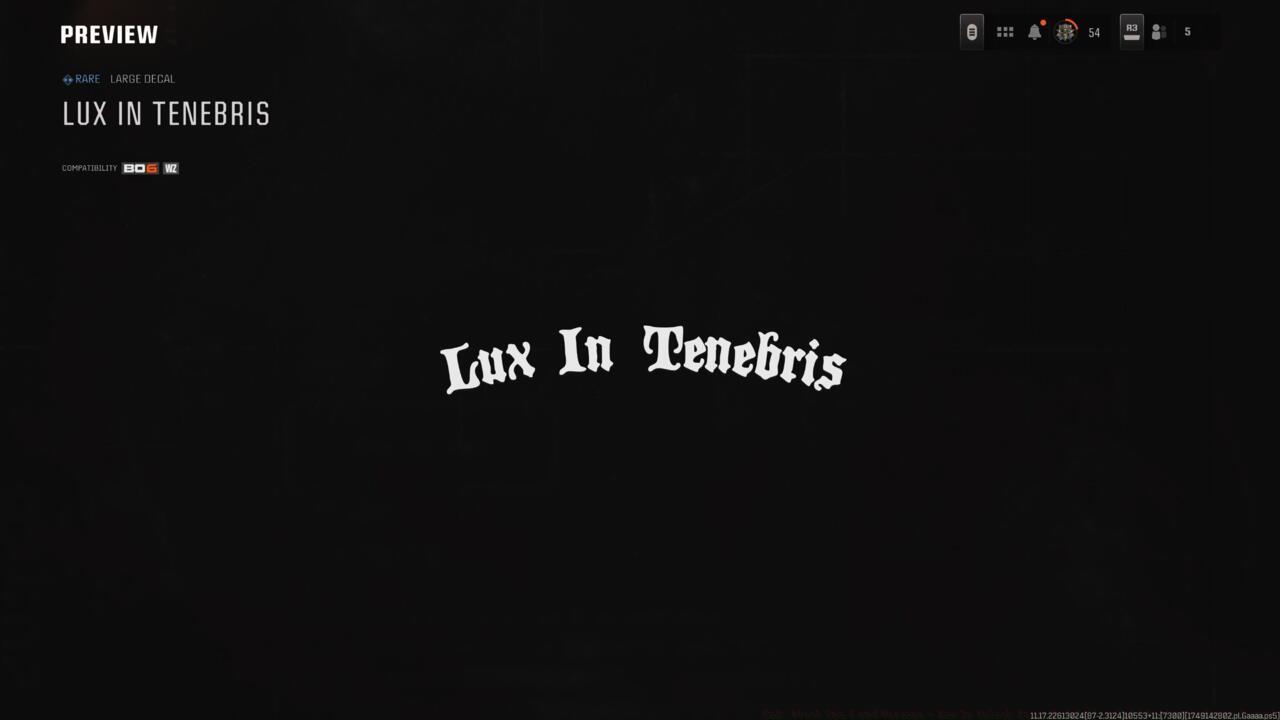 Lux in Tenebris - Large decal