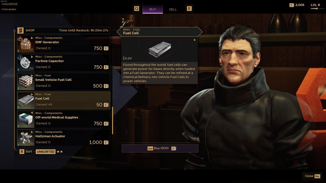 Fuel Cells on sale for 50 Solari in Dune: Awakening