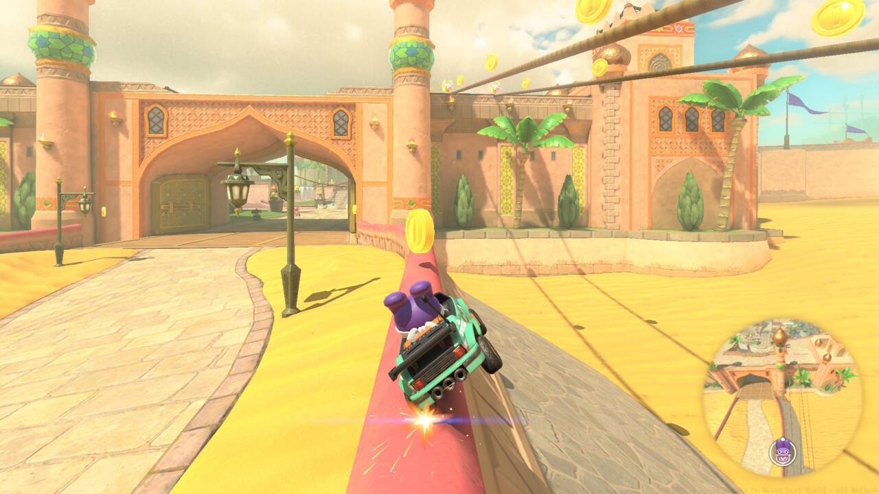 Jump on any rail, rope, or railing to start grinding.