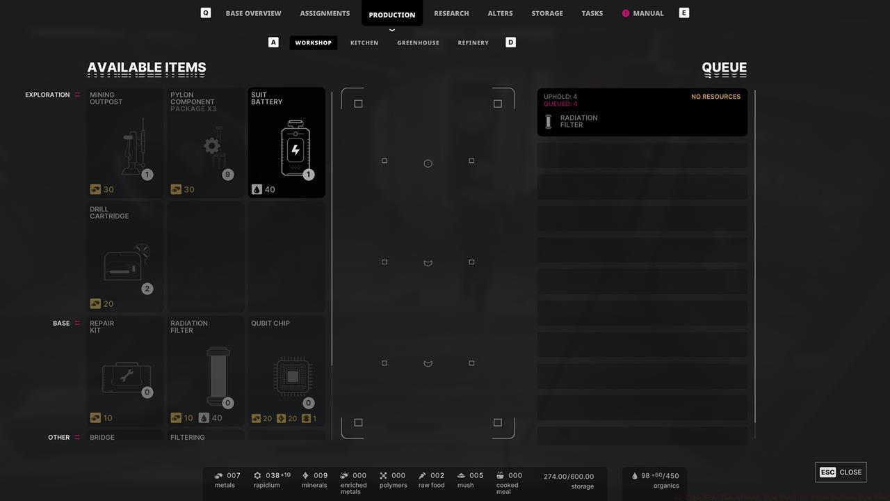 Production queue management enables automated resource processing and item fabrication
