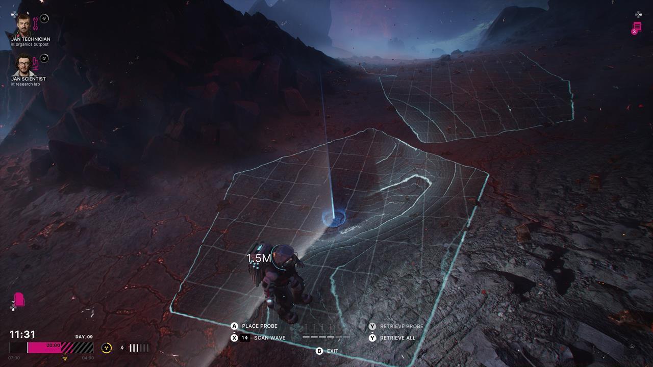 Place Polygonal Scanners around a small area and activate Scan Waves to find the core of the deep deposit.