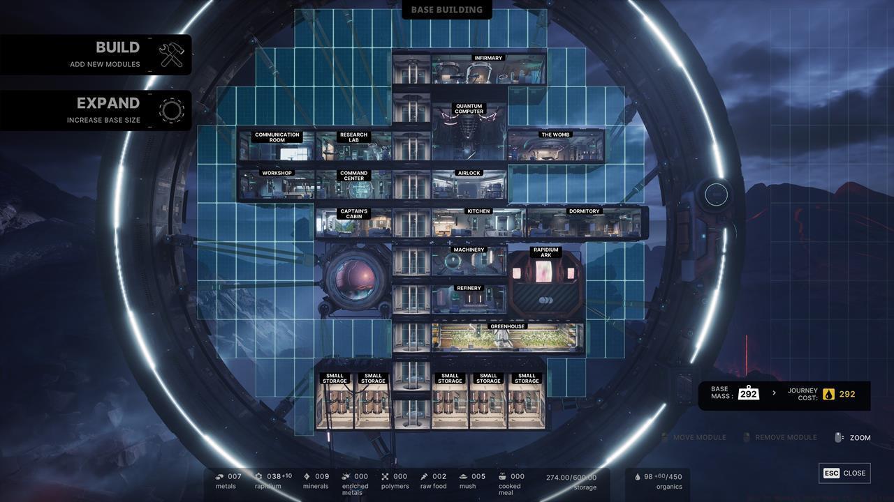 Reconfigure and reposition modules so that it's easier to navigate the interior of your base.