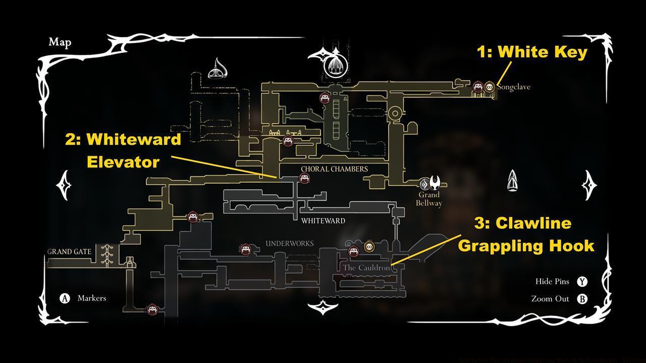 Citadel map and locations: White Key and Whiteward entrance