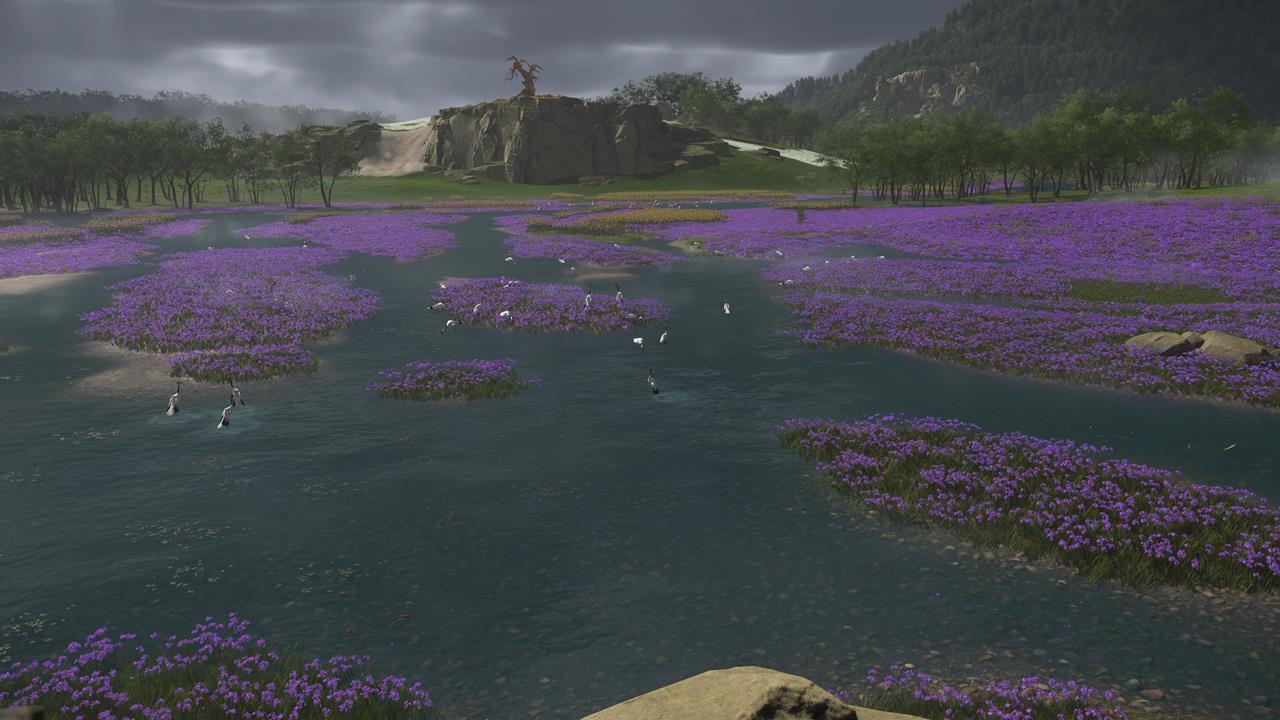 Yotei Grasslands Sumi-e Painting location #1: Plum Crane Sumi-e