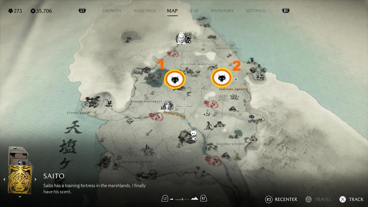 Teshio Ridge Wolf Dens map