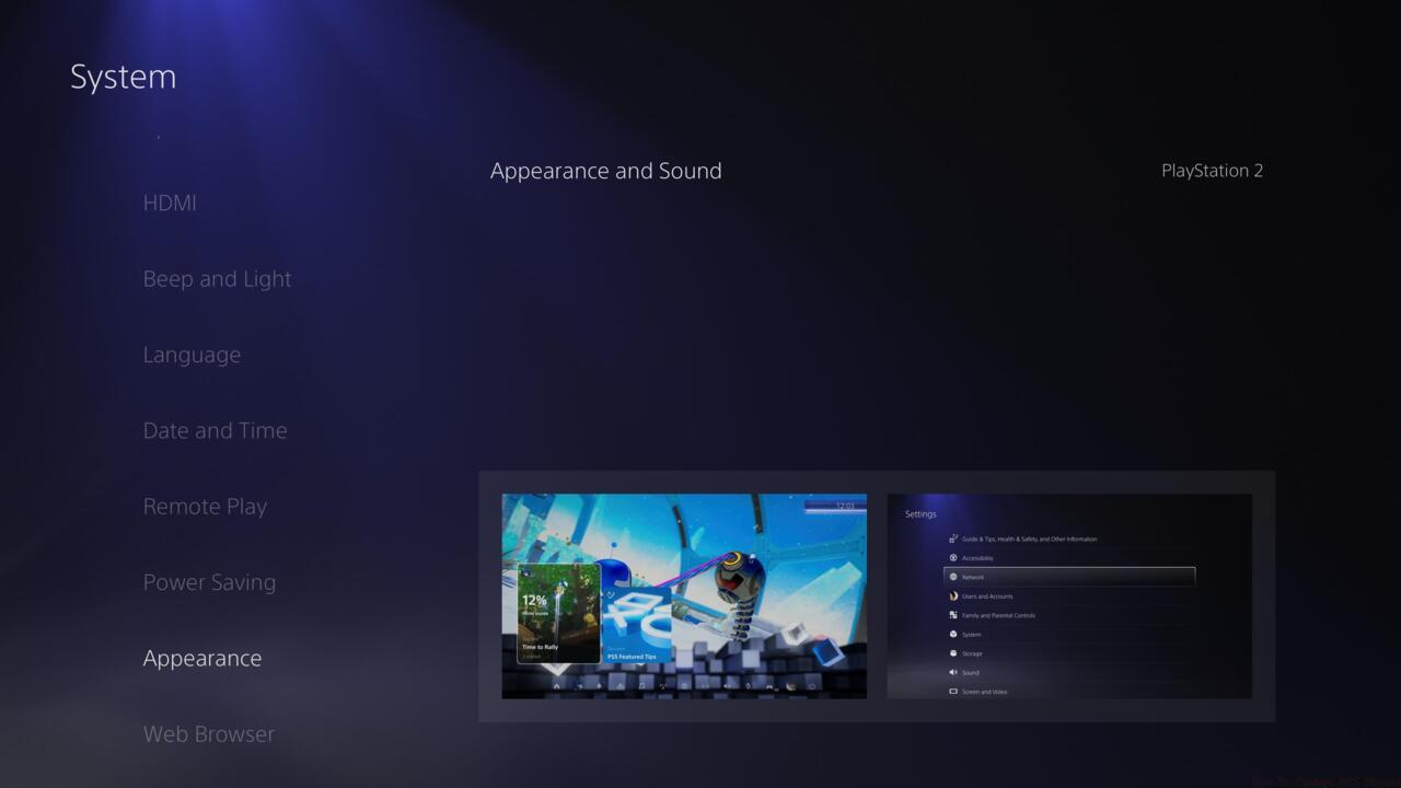 You can select between PS1, PS2, PS3, PS4, or Default (PS5) themes.