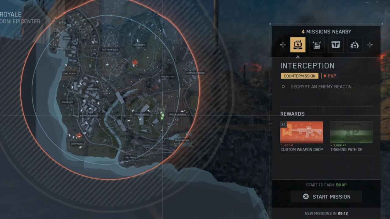 Redsec mission selection with custom weapon drop reward