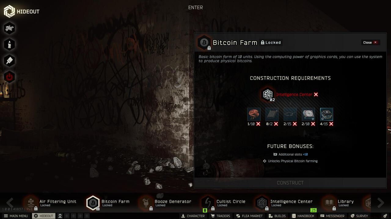 Build and upgrade your hideout