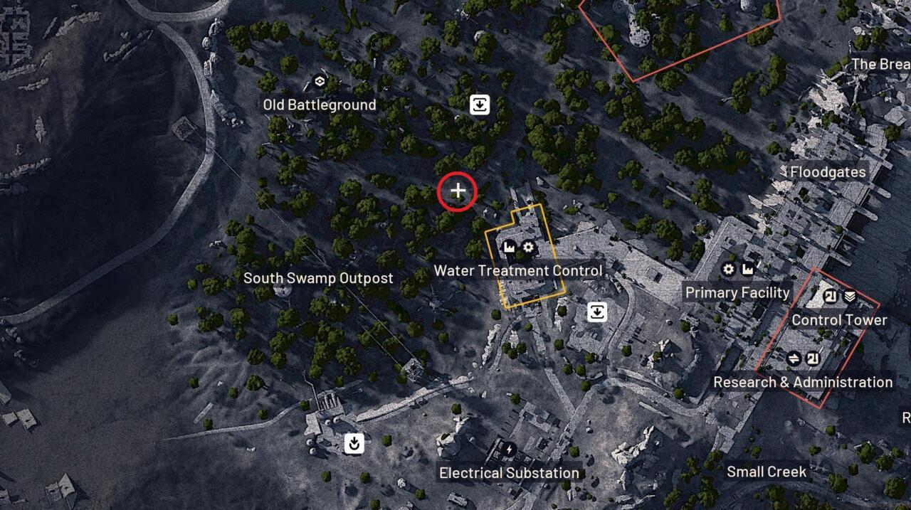 Find a truck submerged in the water here.