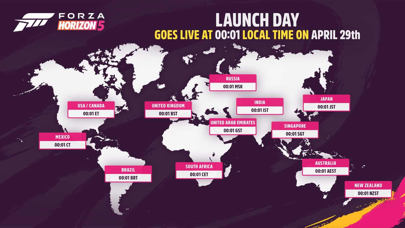 What time does Forza Horizon 5 release on PS5?