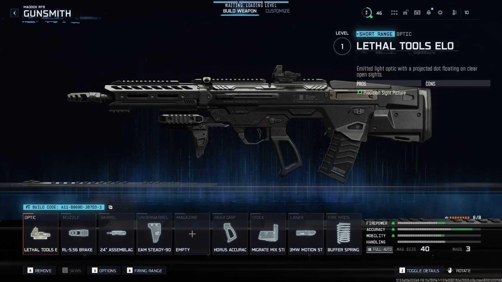 The Maddox RFB in Black Ops 7 with the attachments listed in this guide.