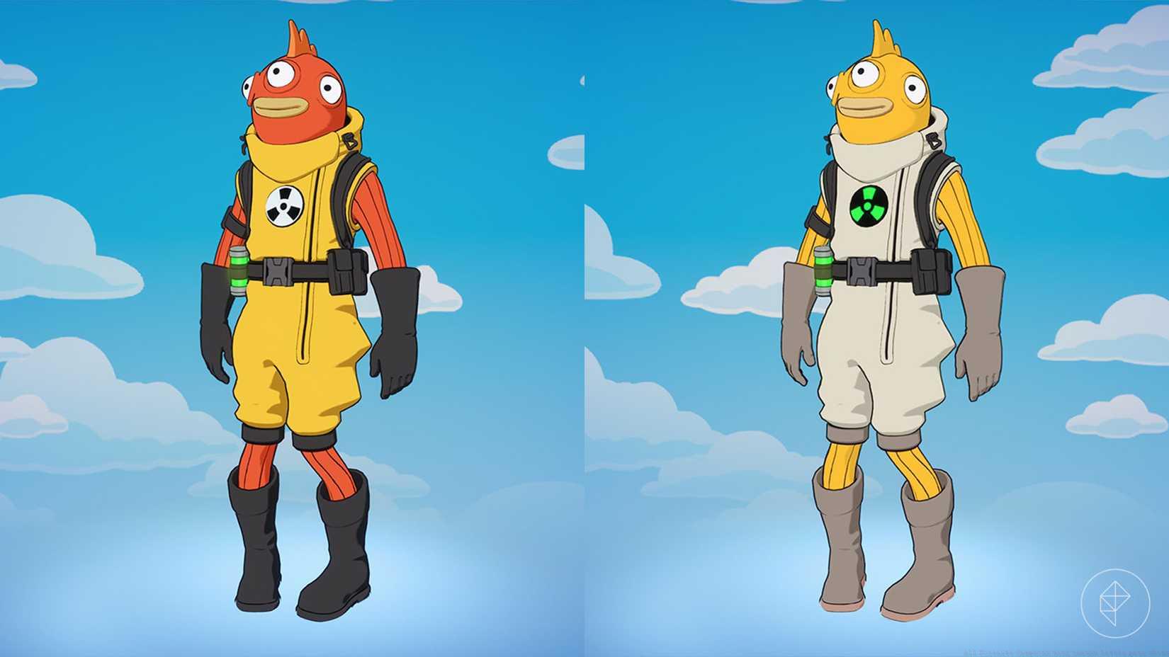 Blinky Fishstick and Hazardous Blinky Fishstick as they appear in Fortnite.