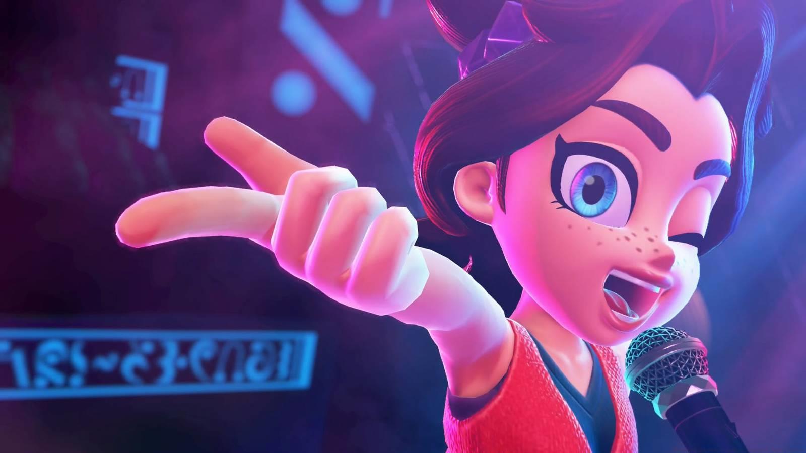 A Donkey Kong Bonanza screenshot showing Pauline singing.