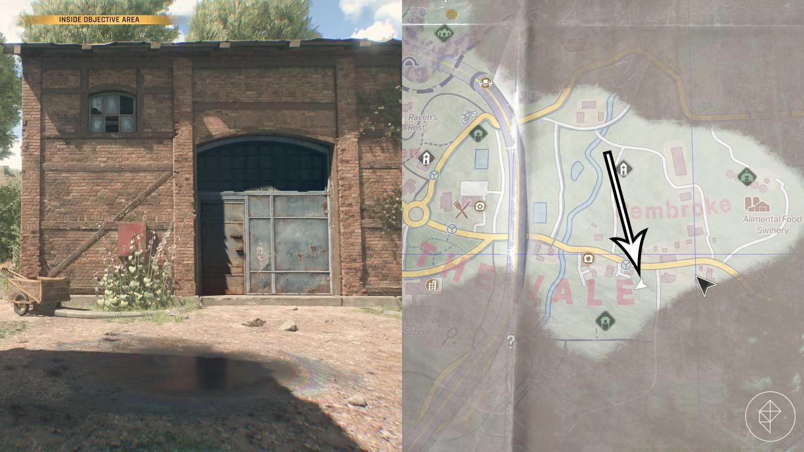 The storage building with three safes inside during the Last Wish quest in Dying Light: The Beast.